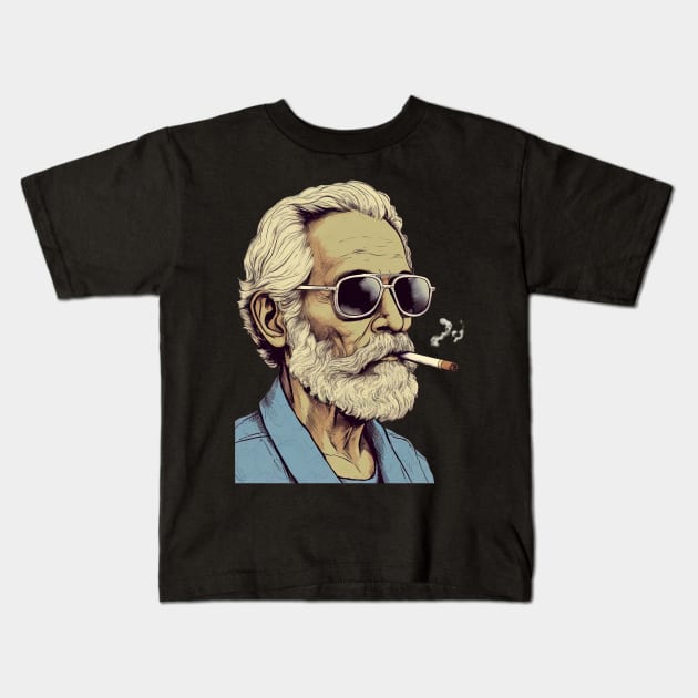 Old Fart Smoking Kids T-Shirt by Old Farts